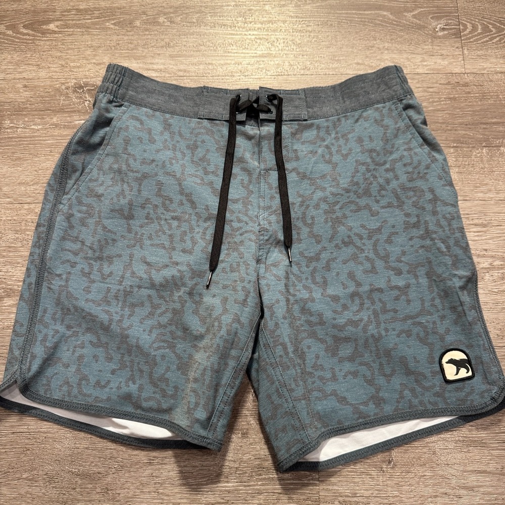 Bear Bottom Swim Trunks Mens Large Blue Board Shorts 8" Pockets Drawstring Adult
